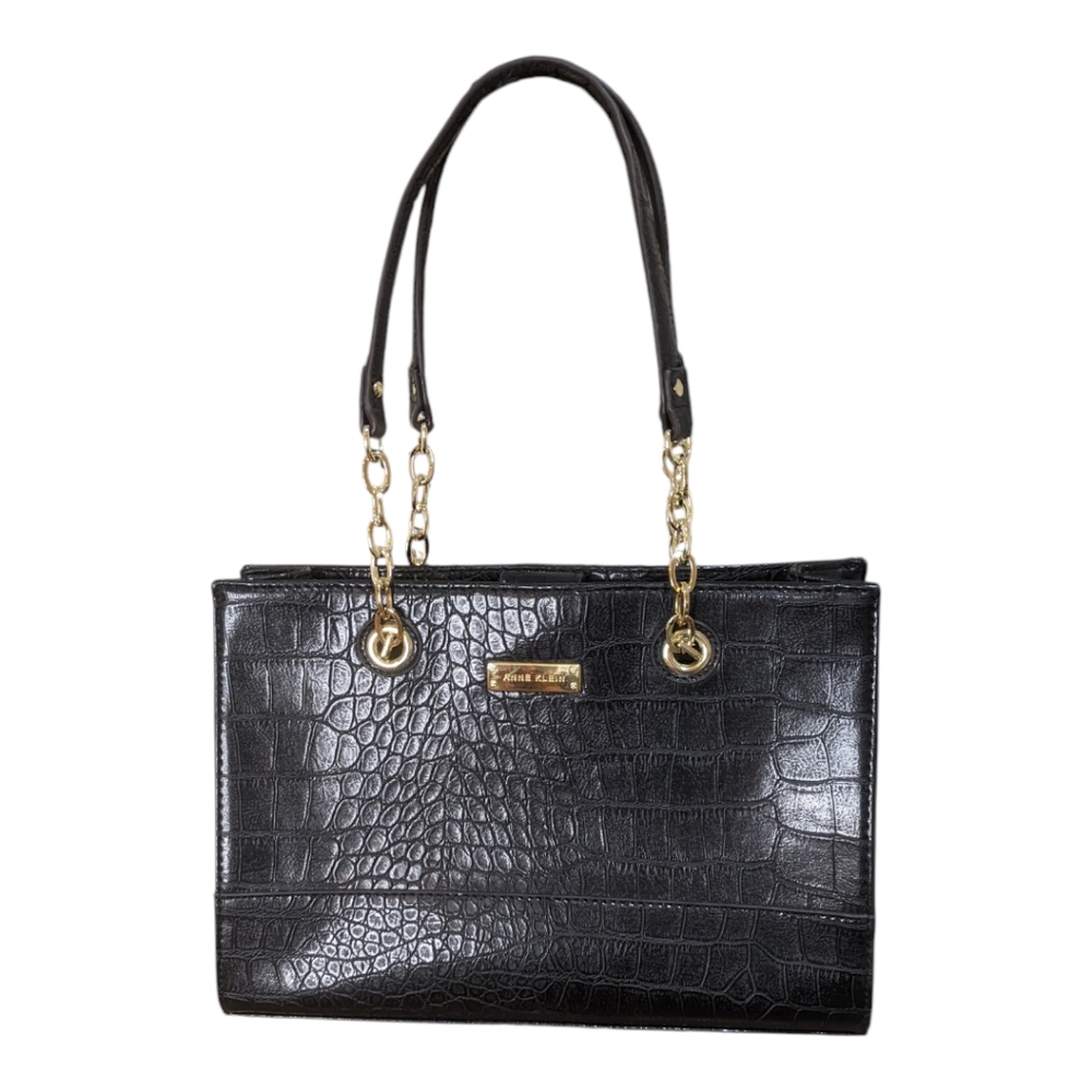 Anne Klein Black Leather Women's Purse Bag